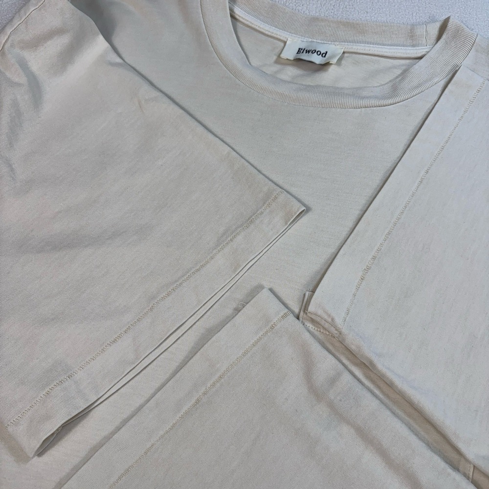 Elwood Vintage-Inspired Single Stitch T-Shirt Men's L Off-White Organic Cotton - Picture 9 of 16